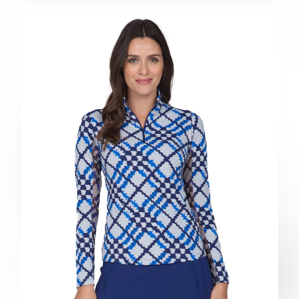 IBKUL Sonika‎ Print Long Sleeve Mock Neck Top size small NWT